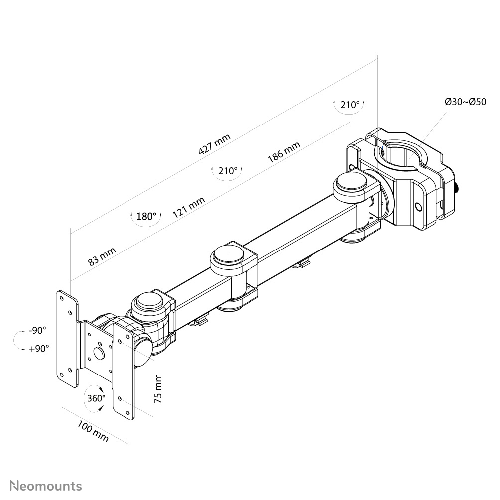 Neomounts FPMA-WP300BLACK TV pole mount 10-30" - diam. 30-50 mm - full motion – image 3