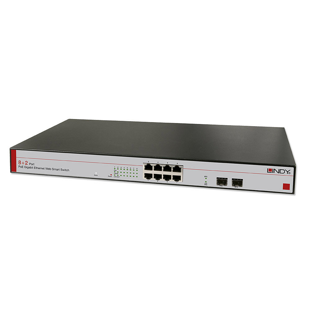 Lindy 25051 network switch Managed Gigabit Ethernet (10/100/1000) Power over Ethernet (PoE) Black, Grey