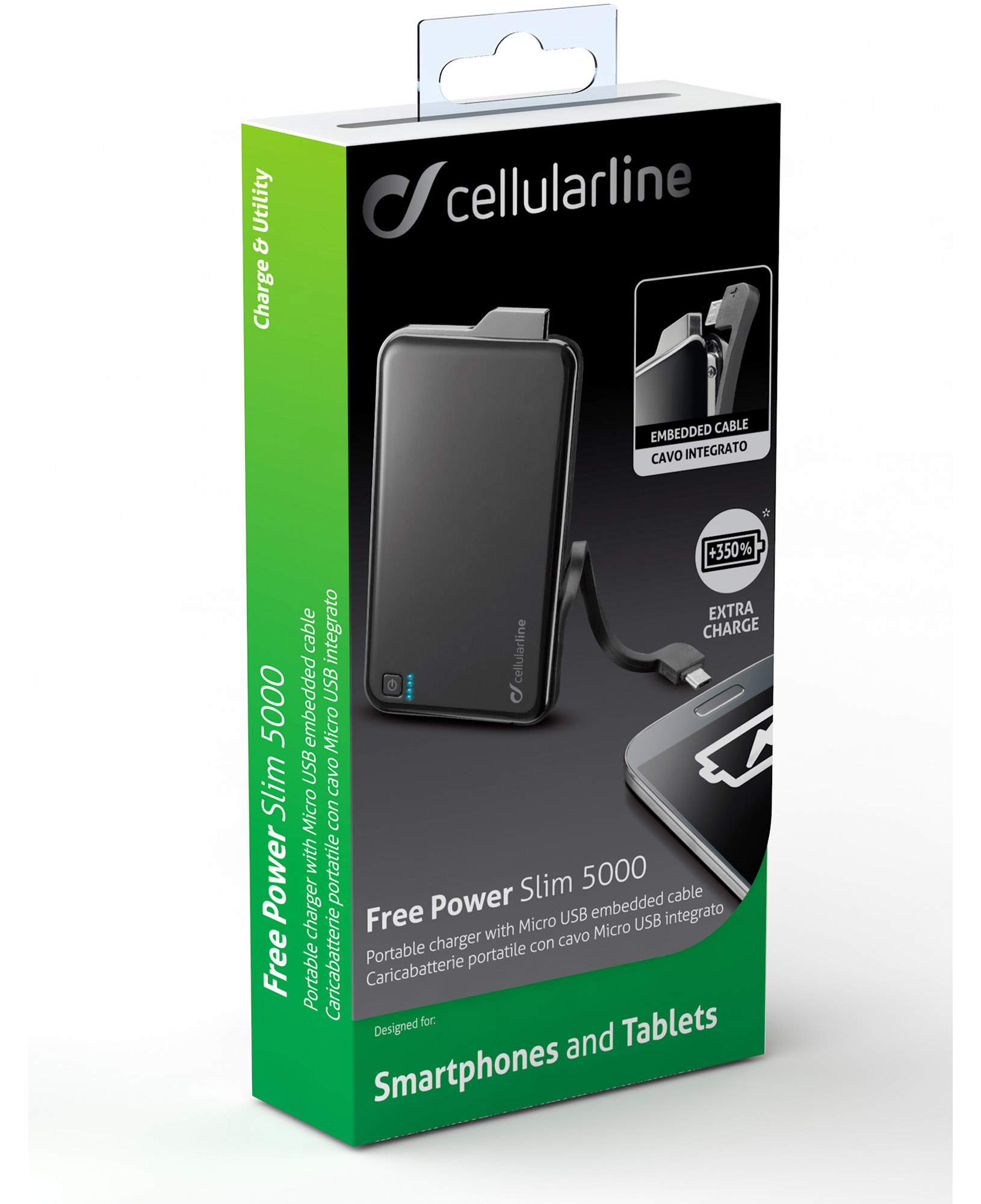 Cellularline Freepower Slim 5000 with Cable - Micro USB - Universal – image 2