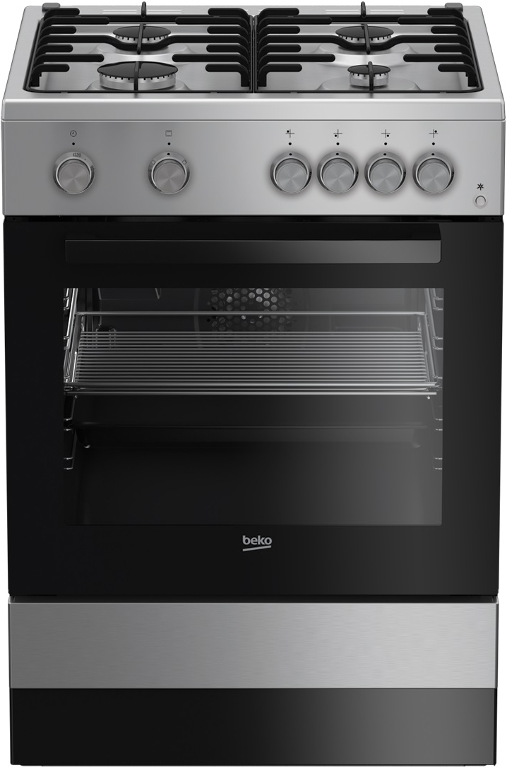 Beko FSG62110DSCS cooker Freestanding cooker Electric Gas Black, Silver