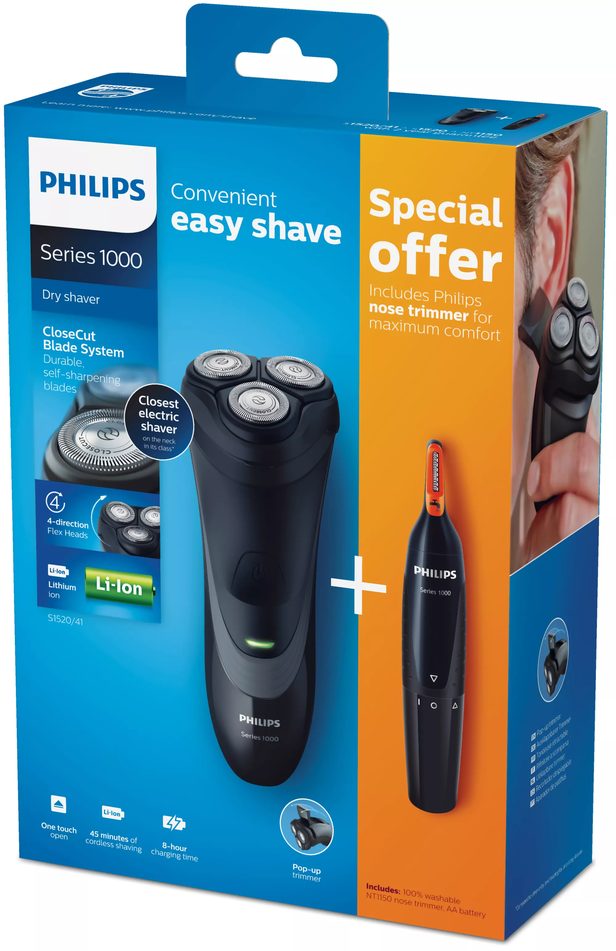 Philips 1000 series S1520/41 men's shaver Rotation shaver Trimmer Black, Charcoal, Grey – image 2