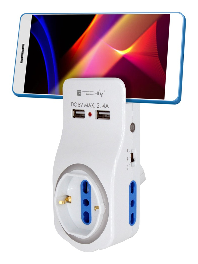 Resim Techly IUPS-PCP-LIGHT-USB Universal Güç Kவையை, 3 Soket, 2 USB, Tip L