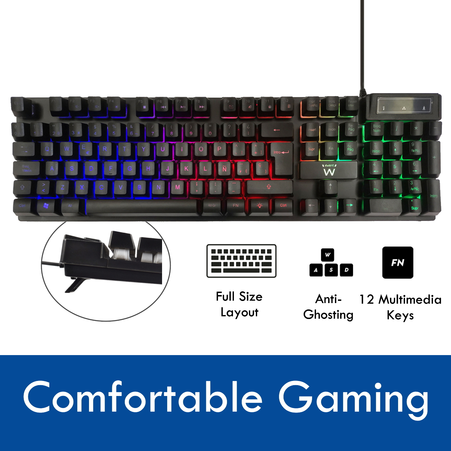 Ewent PL3318 keyboard Gaming USB QWERTY Spanish Black – image 3
