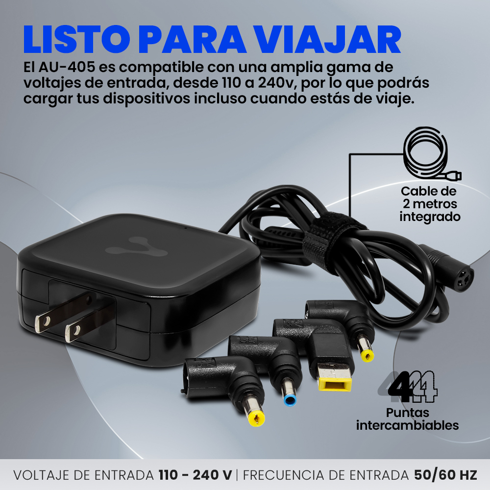 Adaptador Universal Vorago Au 405 65W 4 Puntas Para Laptop - AU-405 Adaptador Universal Vorago Au 405 65W 4 Puntas Para Laptop - AU-405