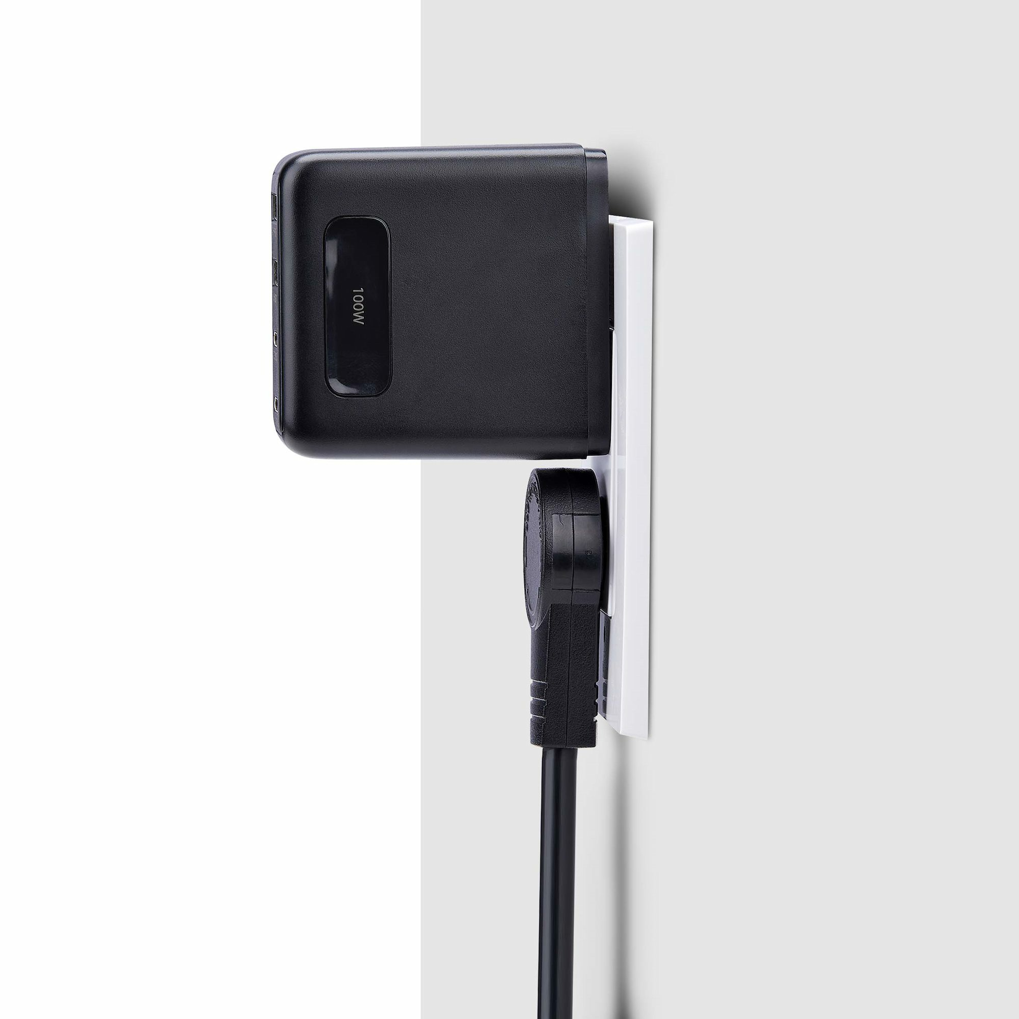 Resim StarTech.com 100W GaN USB-C PD 3.0 Duvar Tipi Şarj Cihazı, 2x USB-C, 2x USB-A, 1.8m Kablo, Siyah