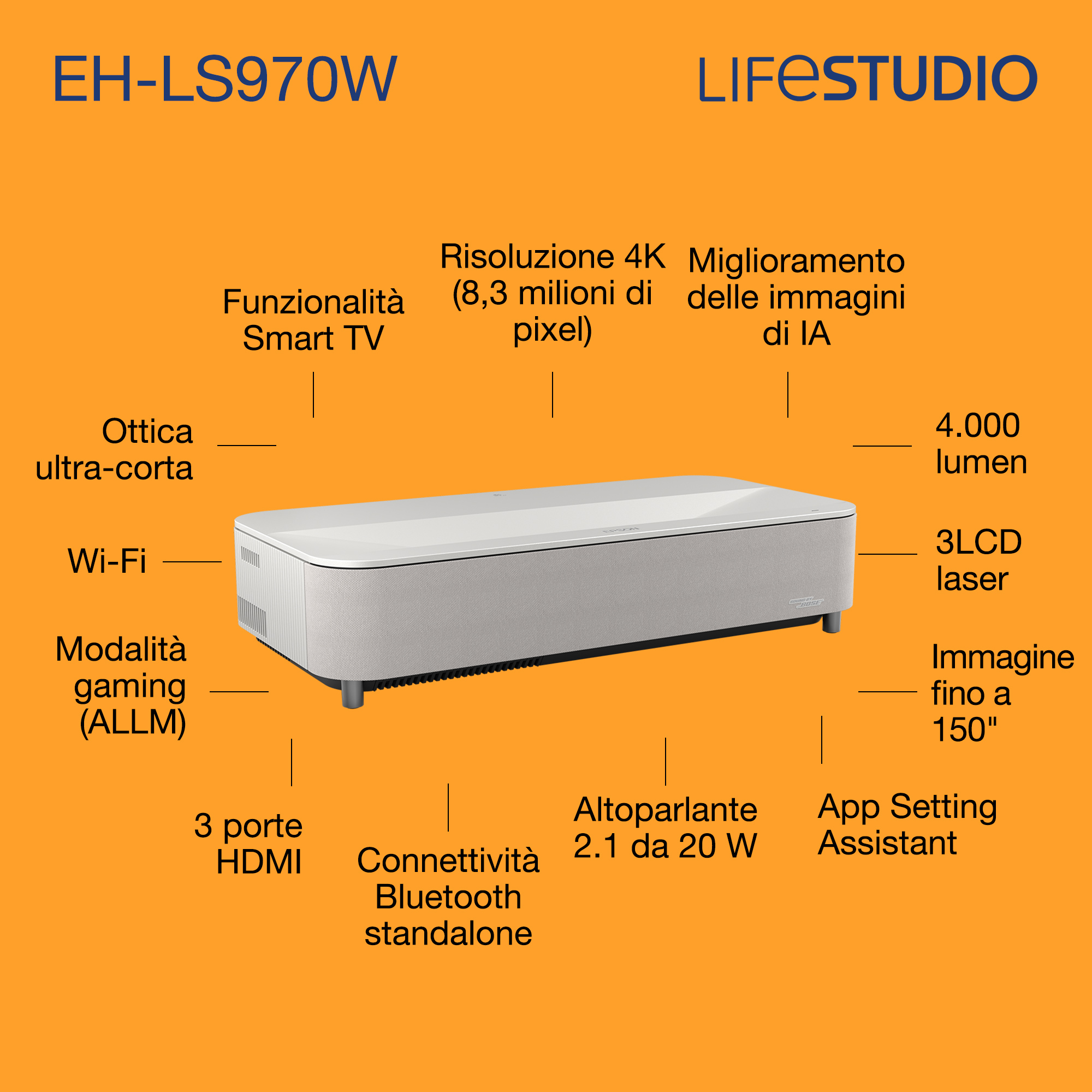 Epson EH-LS970W, 4000 ANSI lumen, 3LCD, UHD 4K …