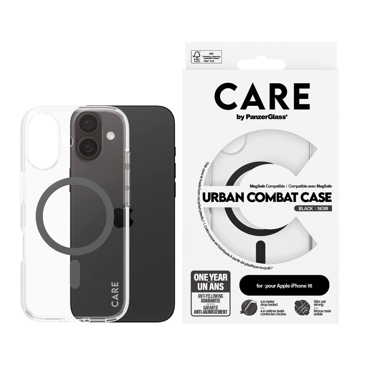 PanzerGlass CARE by PanzerGlass® Flagship Case Transparent Urban Combat w. Black MagSafe iPhone 16 – image 2