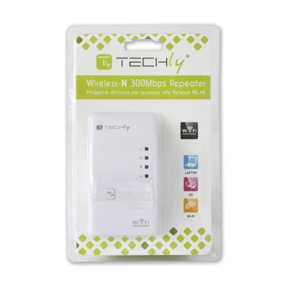 Techly 300N Wireless Repeater (Range Extender) with WPS, UK plug I-WL-REPEATER/UK – image 2