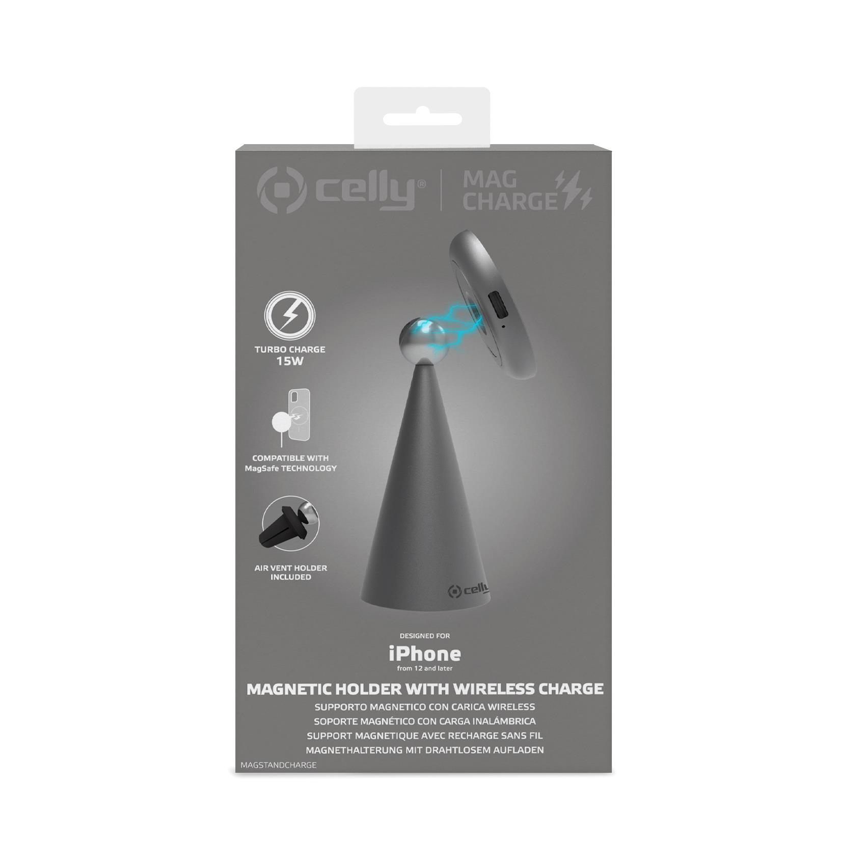Resim Celly MAGSTANDCHARGE Kablosuz Şarj Cihazı, USB Tip-C, Gümüş