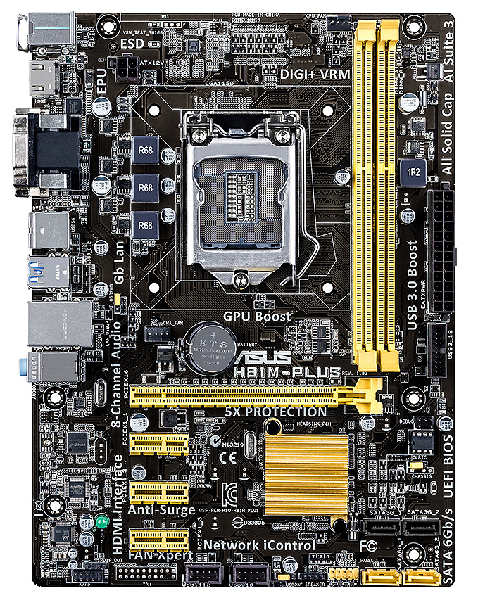ASUS H81M-PLUS Intel® H81 LGA 1150 (Socket H3) micro ATX – image 1