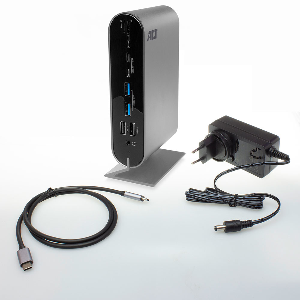 ACT AC7045 USB-C Docking station 2 monitors, HDMI, DisplayPort, VGA with USB hub, ethernet, cardreader and audio – image 4