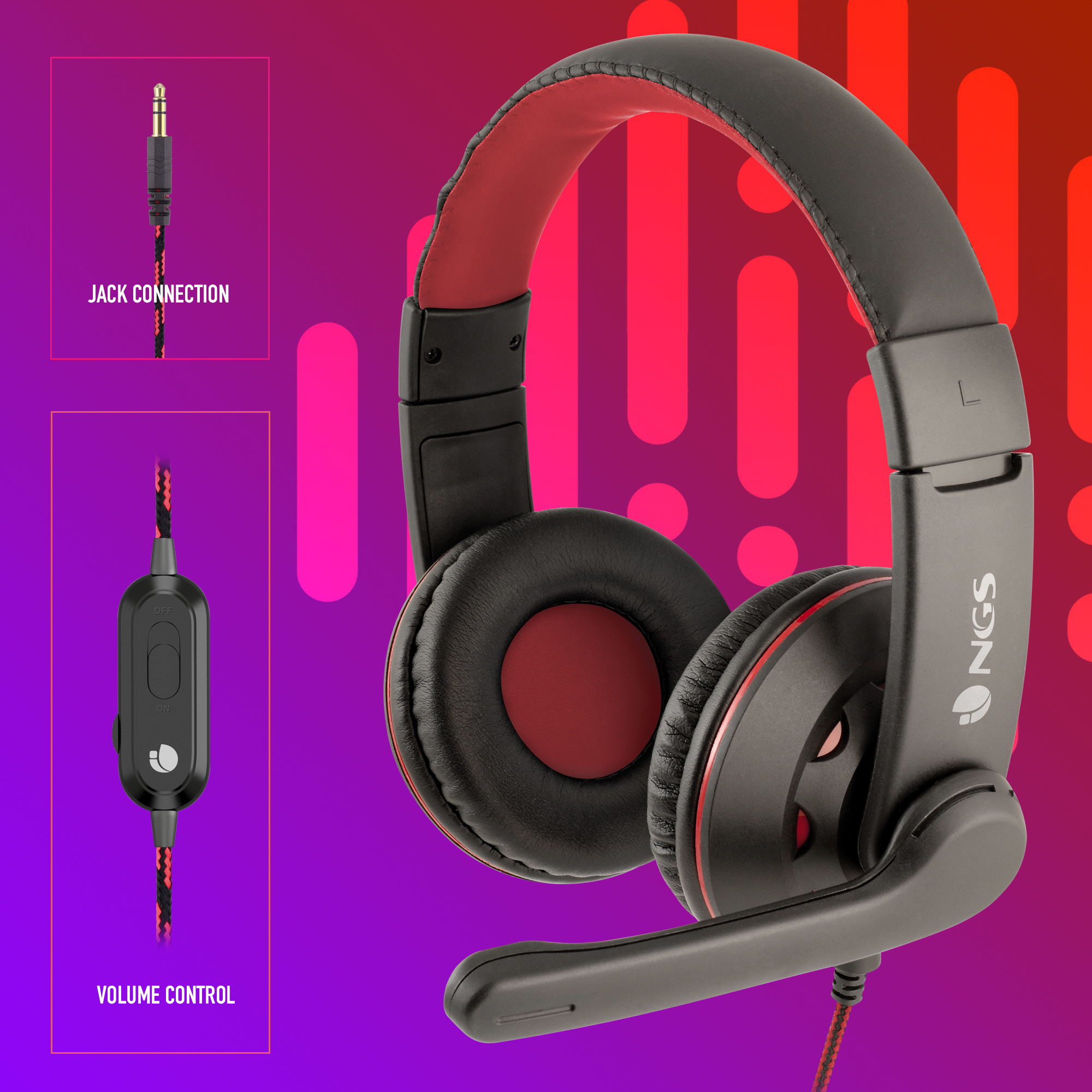 NGS VOX420DJ Headset Wired Head-band Gaming Black, Red – image 9