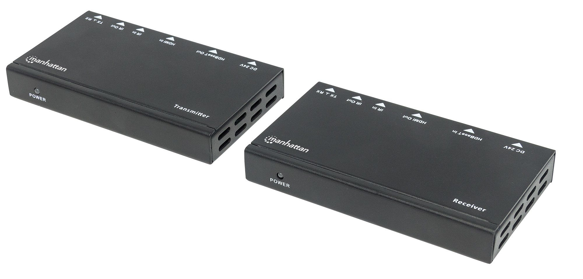 Manhattan 4K HDMI HDBaseT over Ethernet Extender Kit, Extends Distances of 4K@30Hz up to 40m and 1080p up to 70m Using Single Ethernet Cable, Power over Cable, – image 1