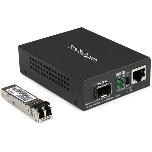 StarTech.com Multi-Mode (MM) LC Fiber Media Converter for 10/100/1000 Networks, Standalone Gigabit Ethernet to LC Converter, SFP Transceiver Included, 850nm, 55 – image 2
