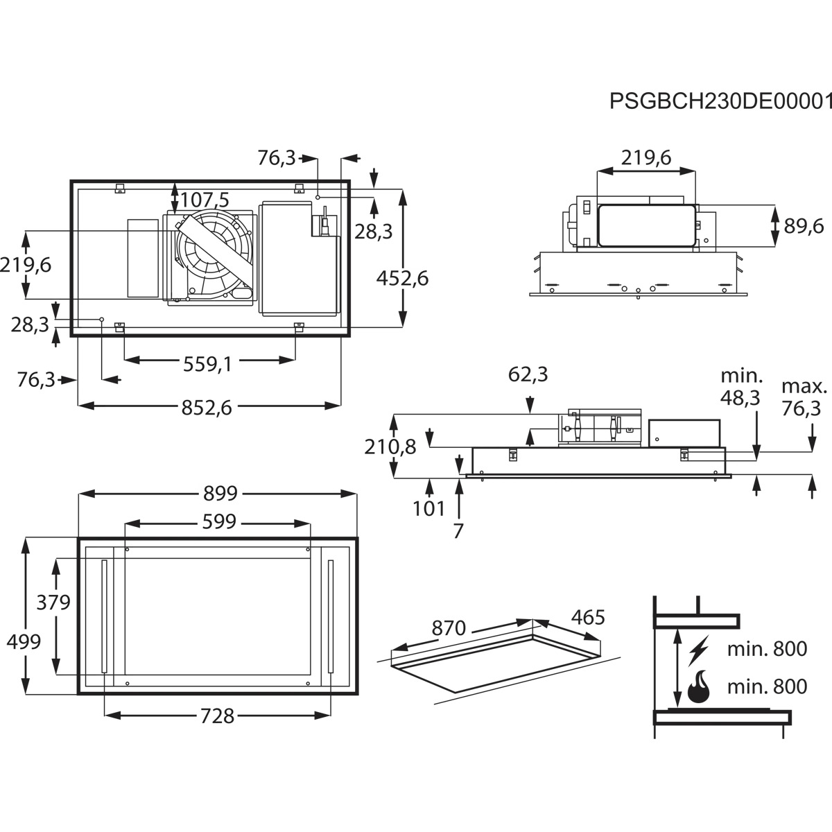 AEG DCK6980HW Ceiling built-in Black, White 600 m³/h – image 6