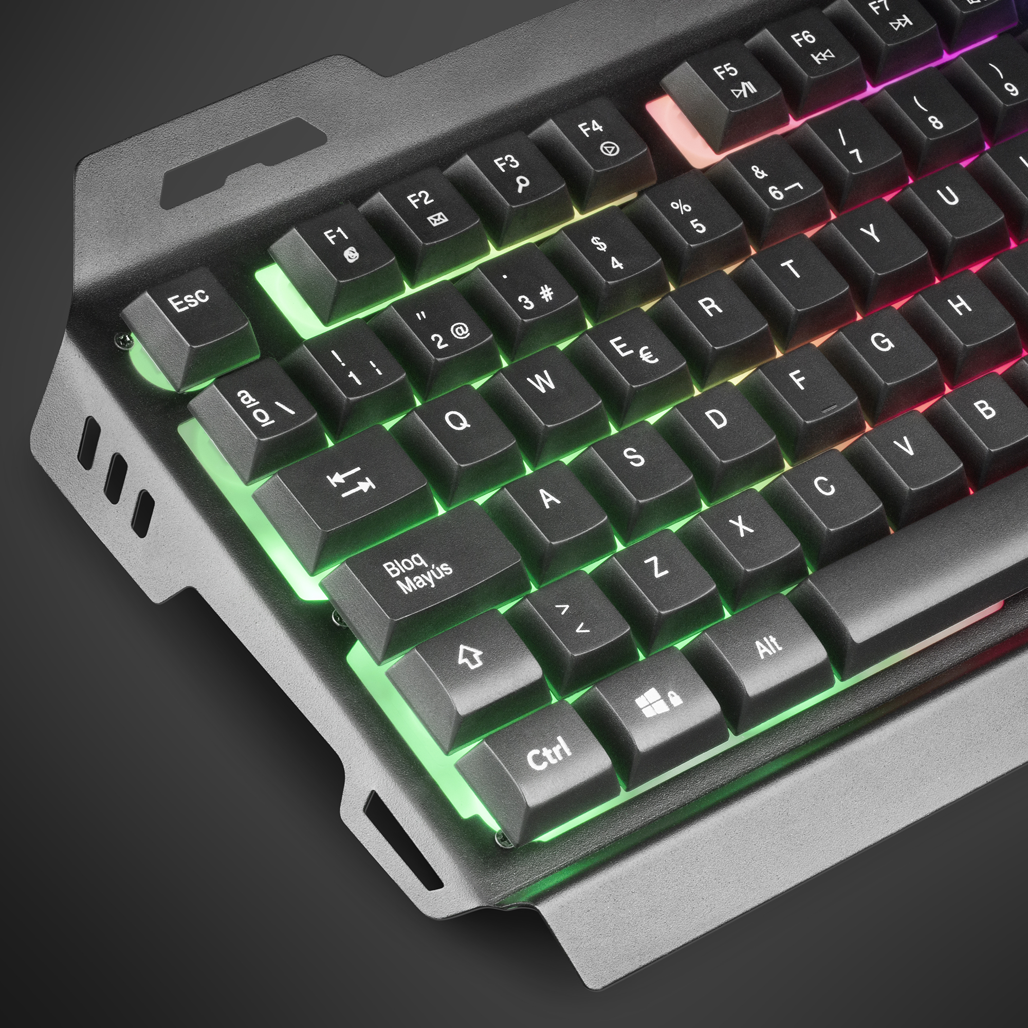Mars Gaming MK120FR Gaming Keyboard FRGB Aluminium Antighosting Smartphone Stand Grey and Black French Language – image 4