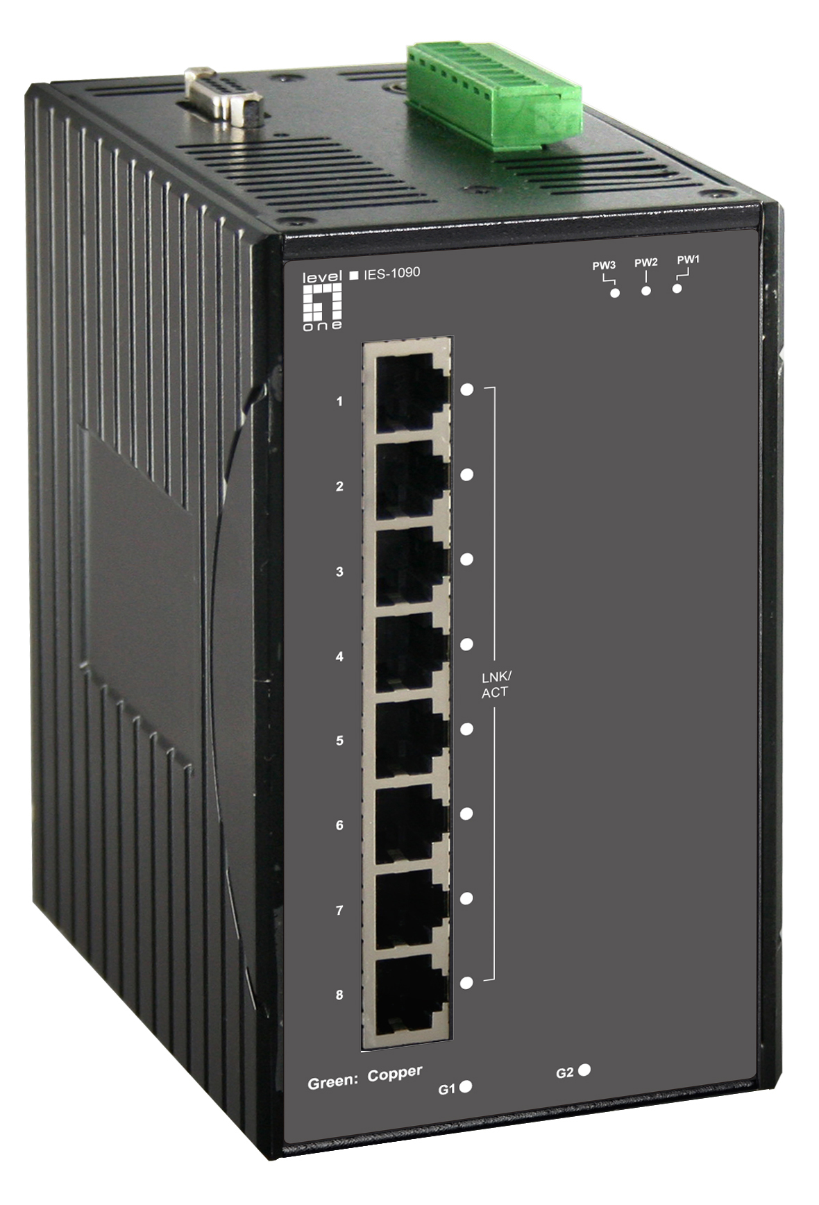 LevelOne 10-Port Industrial L2 Managed Fast Ethernet Switch, DIN-Rail, 2 Ports Gigabit SFP/RJ45 Combo