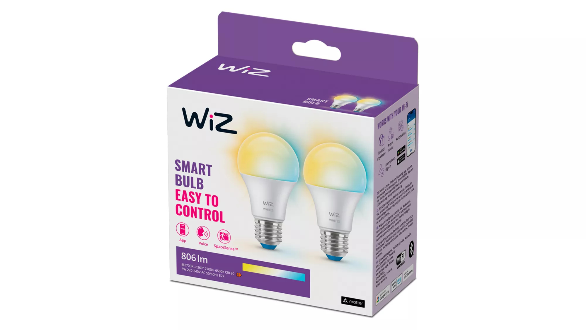 WiZ Bulb 60W A60 E27 x2 – image 2