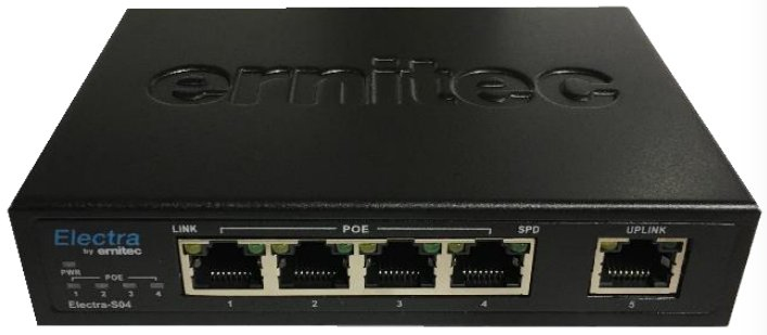 Ernitec ELECTRA-S-04 Unmanaged Fast Ethernet (10/100) Power over Ethernet (PoE) Black