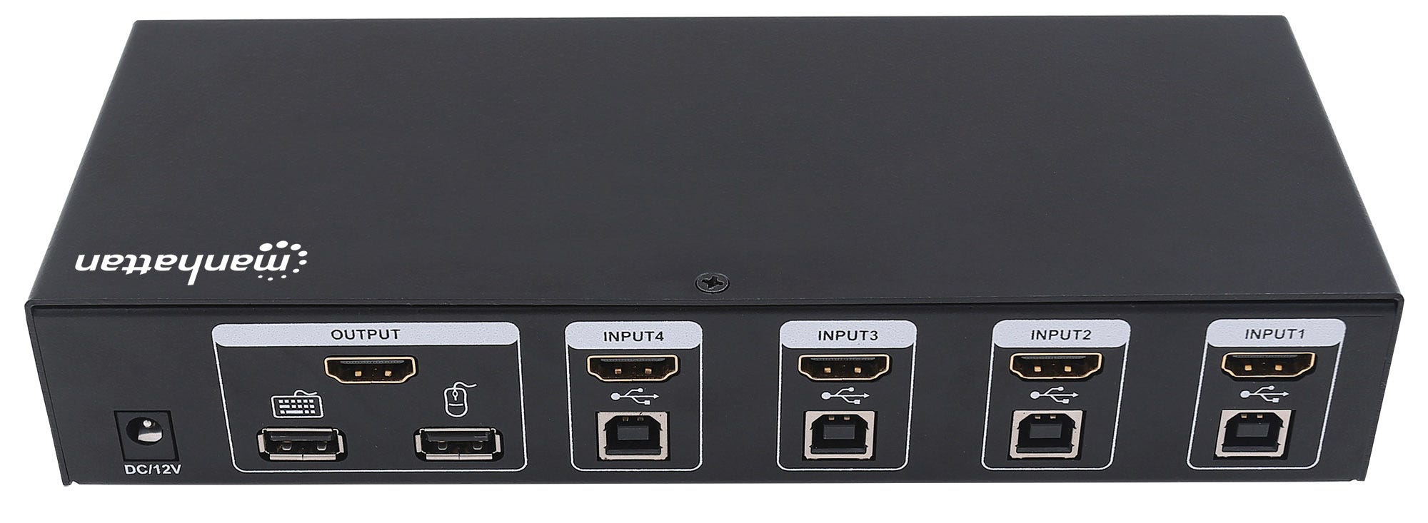 Manhattan 4-Port HDMI KVM Switch, Four HDMI and Four USB-B Ports, Full HD, set of four HDMI-to-USB cables included (Euro 2-pin plug) – image 4