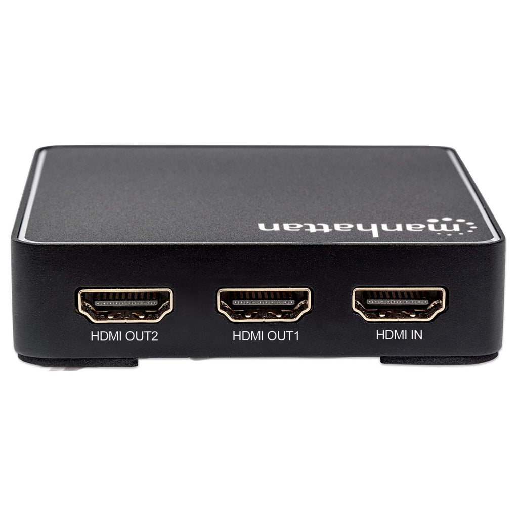 Manhattan HDMI Splitter 2-Port , 4K@60Hz, Displays output from x1 HDMI source to x2 HD displays (same output to both displays), AC Powered (cable 1.2m), Black, – image 6