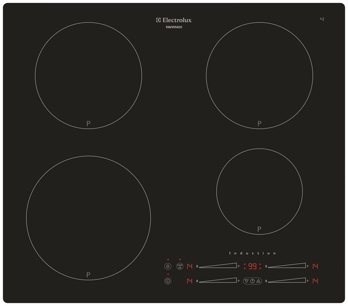Electrolux GK58TSIO Black Built-in Zone induction hob 4 zone(s)