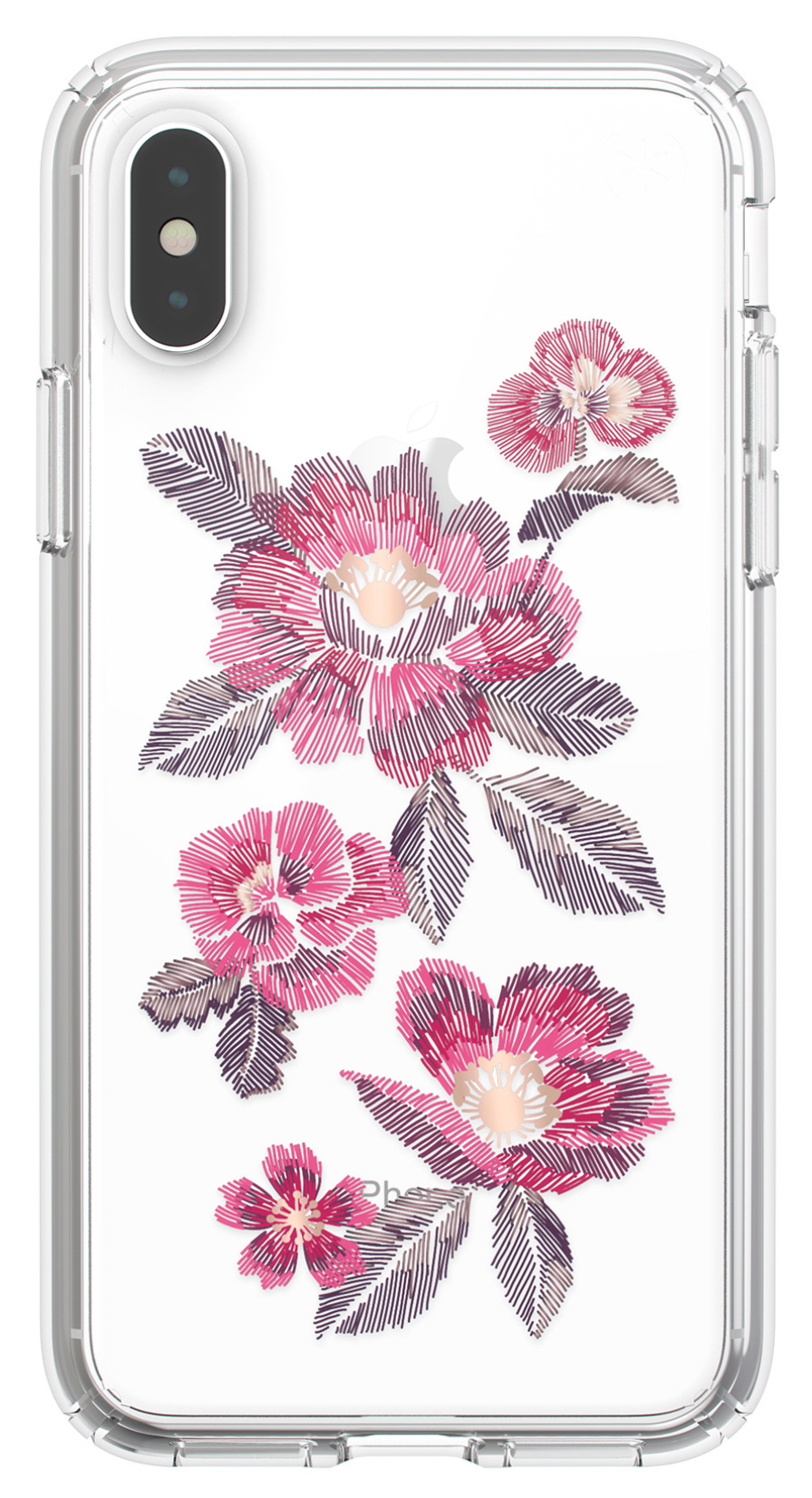 Speck Presidio Clear + Print Apple iPhone X/XS Embroideredfloral Fuchsia/Clear – image 6