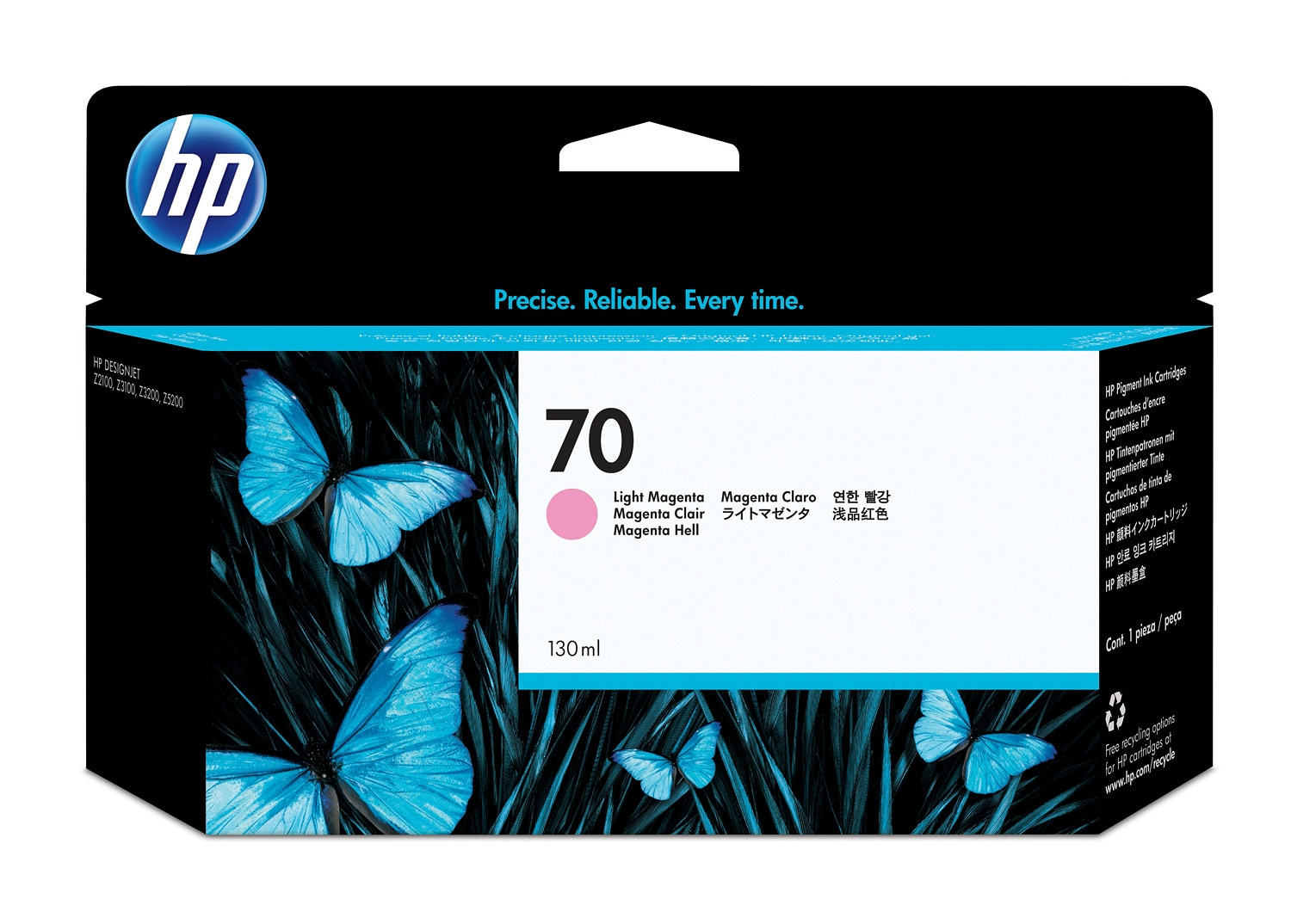 HP 70, vaaleanmagenta mustekasetti, 130 ml