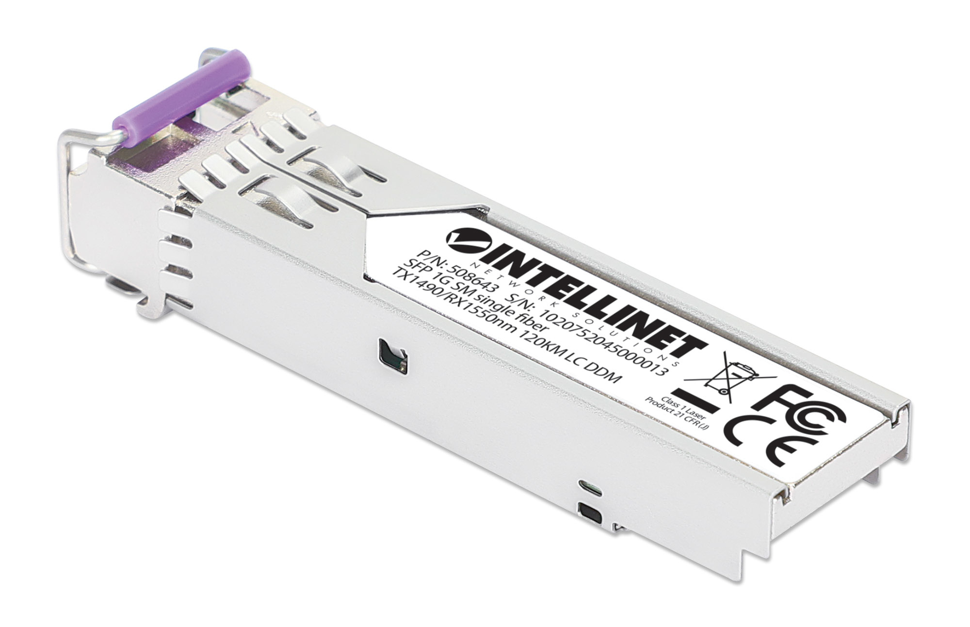 Intellinet Gigabit Fiber WDM Bi-Directional SFP Optical Transceiver Module 1000Base-BX-U (LC) Single-Mode Port, 120 km (75 mi.), BiDi WDM (RX1550/TX1490), MSA-c – image 2