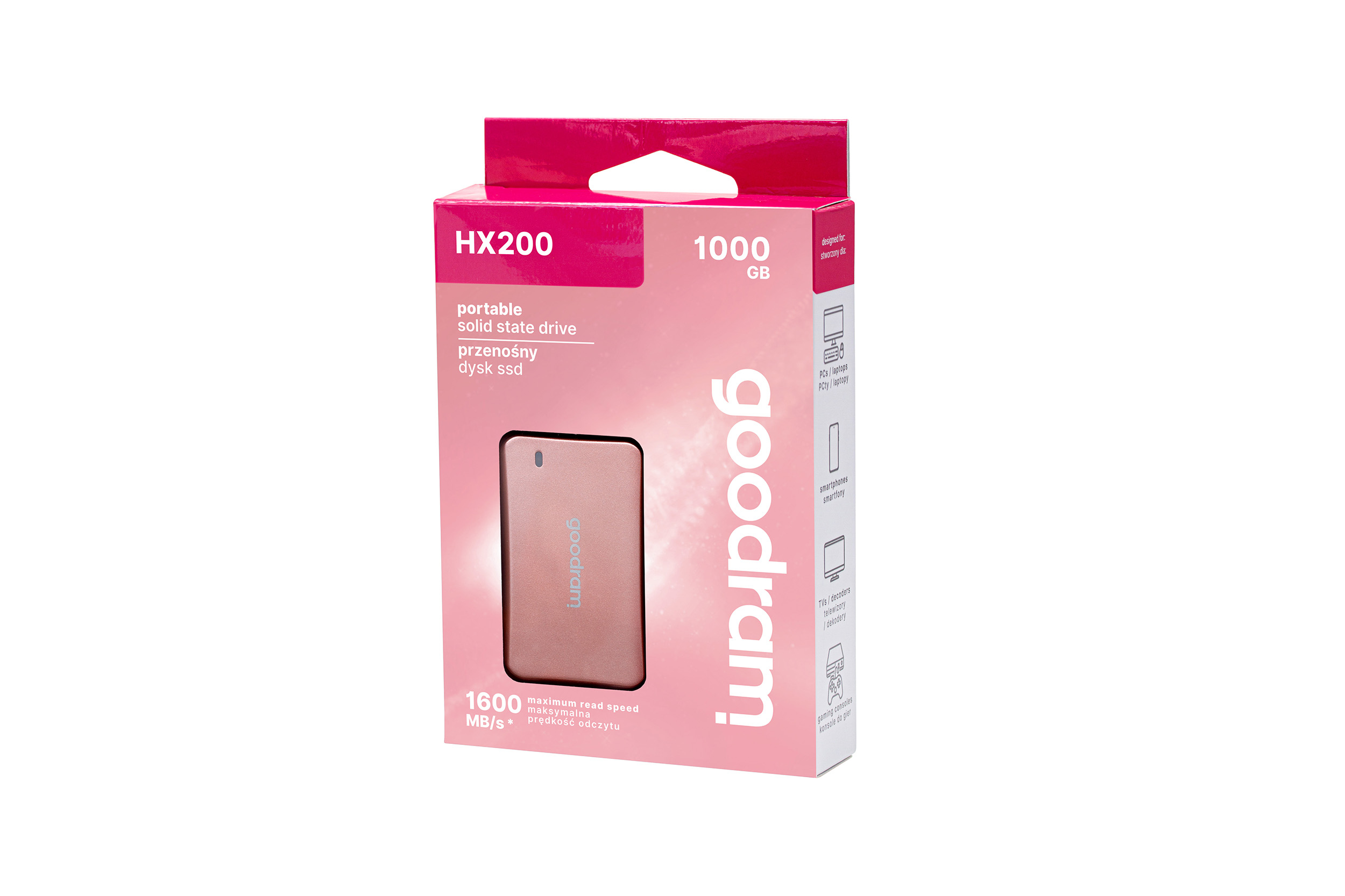 Goodram SSDPR-HX200-1K0-RG external solid state drive 1 TB USB Type-C USB 3.2 Gen 2×2 Rose gold image 3