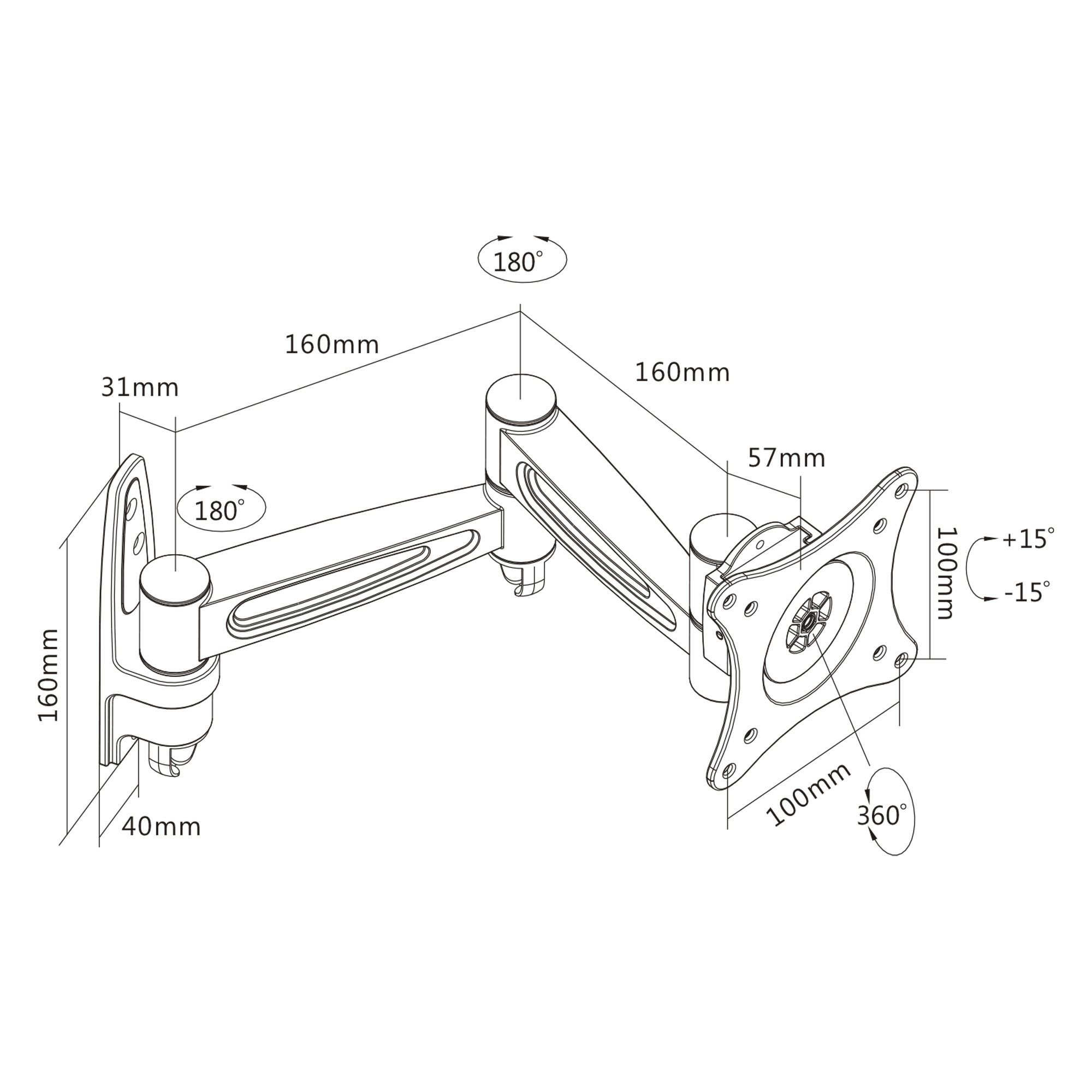 InLine Wall mount, for monitors up to – image 3