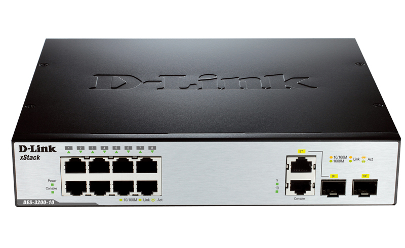 D-Link DES-3200-10/T network switch Managed L2 Fast Ethernet (10/100) Black, Silver