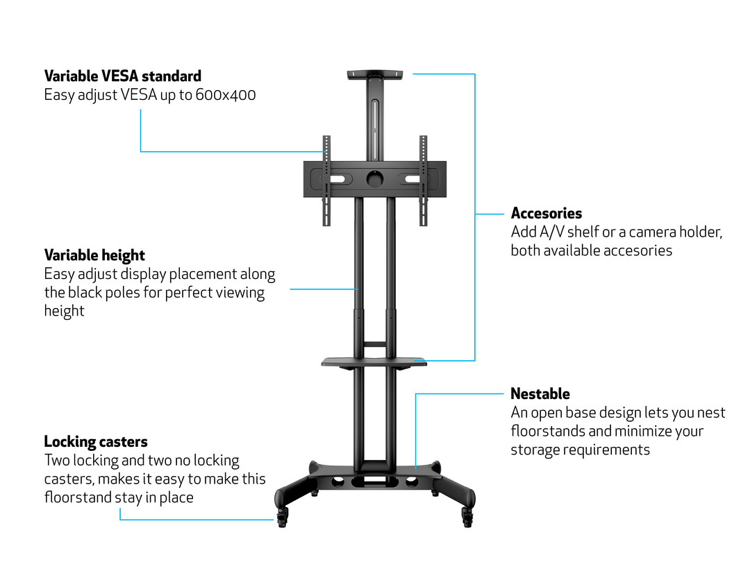 Multibrackets M Public Floorstand Basic 150 incl shelf & camera holder – image 7