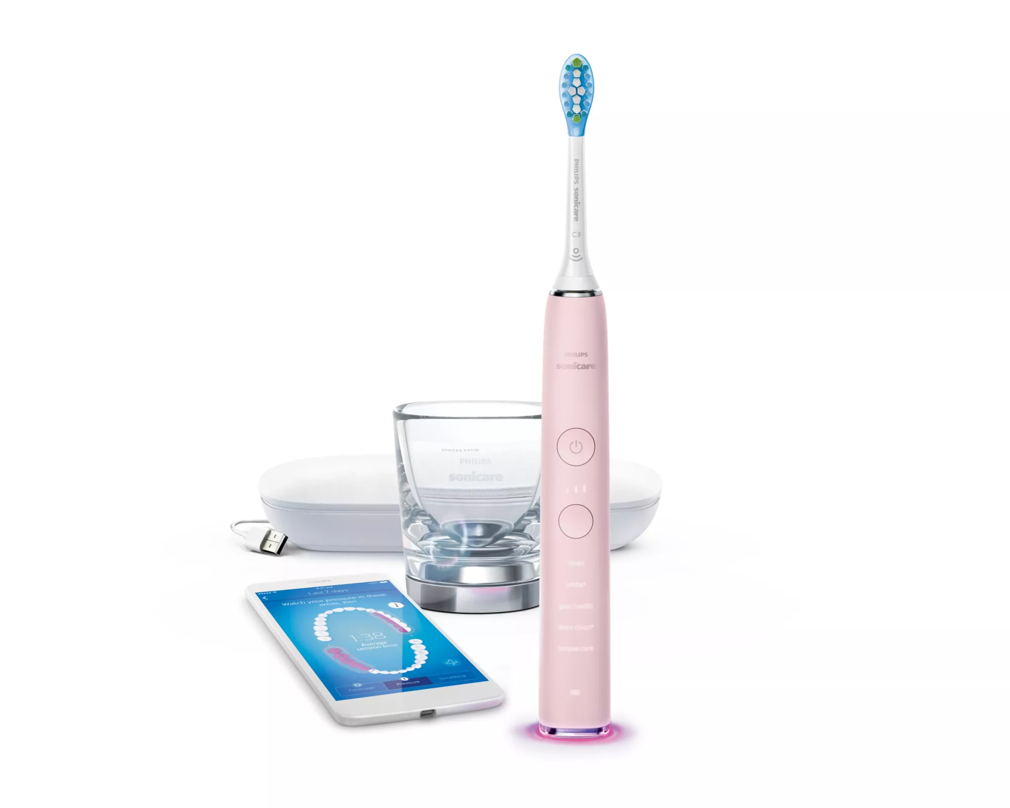 Philips HX9924/27 electric toothbrush Adult Sonic toothbrush Pink, White