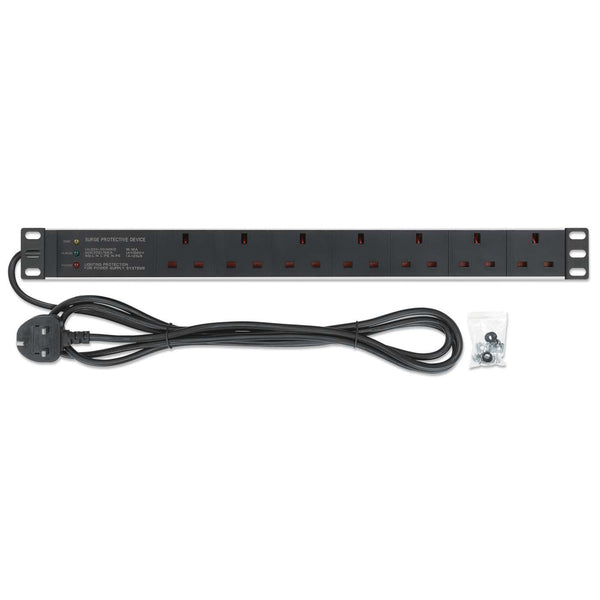 Intellinet 19" 1U PDU 7-way UK, Surge Protection, Rackmount, Power Distribution Unit, UK 3-pin outlets, 3m power cord, output – image 6