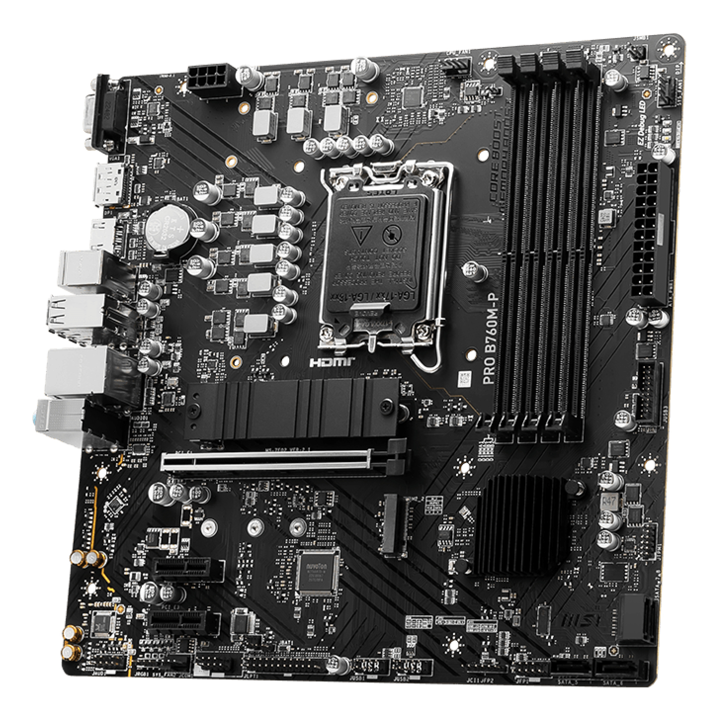 Tarjeta Madre MSI PRO B760M-P - Socket 1700 - 4x DDR5 - 4800/5600/6800+(OC)MHz - HDMI - DisplayPort - VGA - USB 2.0/3.2 - Micro ATX - PRO B760M-P