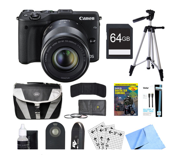 Canon M3 + EF-M 18-55mm IS STM + EF-M 55-200mm STM + 64GB Bundle – image 2