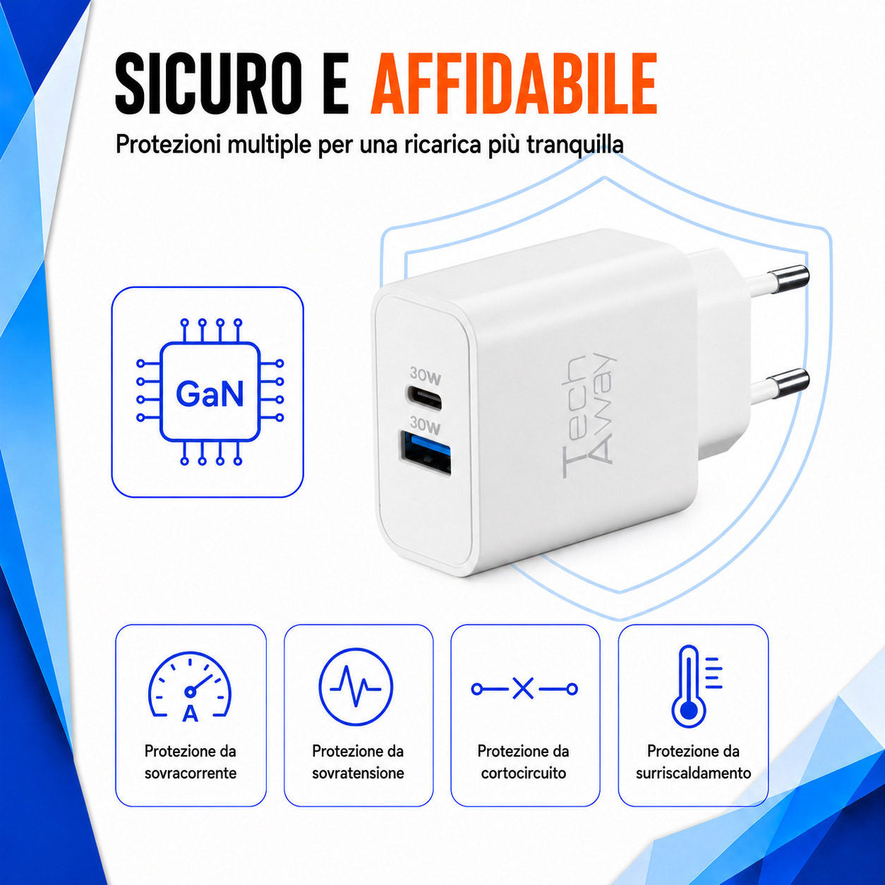 Tech Away GAN+ PD 30W CHARGER DUAL USB-A + USB-C PORT – image 3