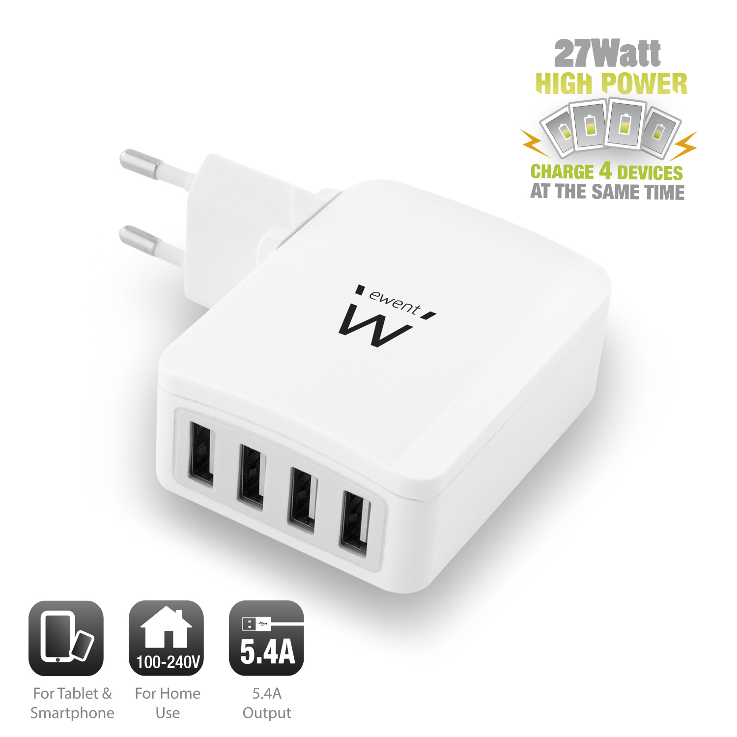 Ewent EW1304 mobile device charger Universal White AC Indoor – image 4