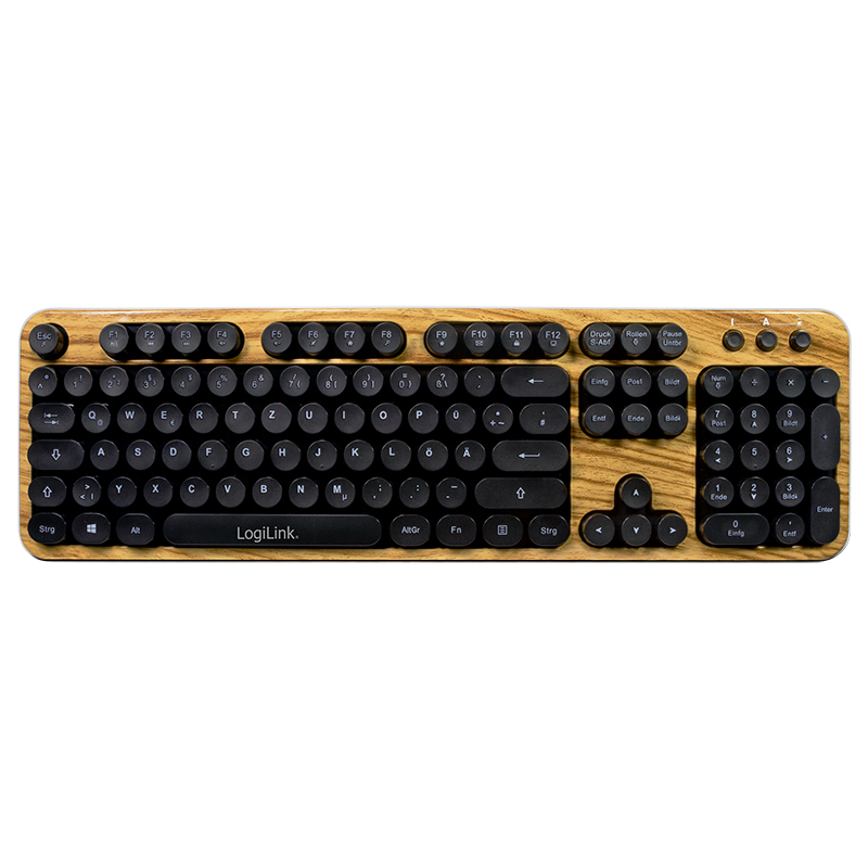 LogiLink ID0176 keyboard Mouse included Home RF Wireless QWERTZ German Black, Wood – image 2