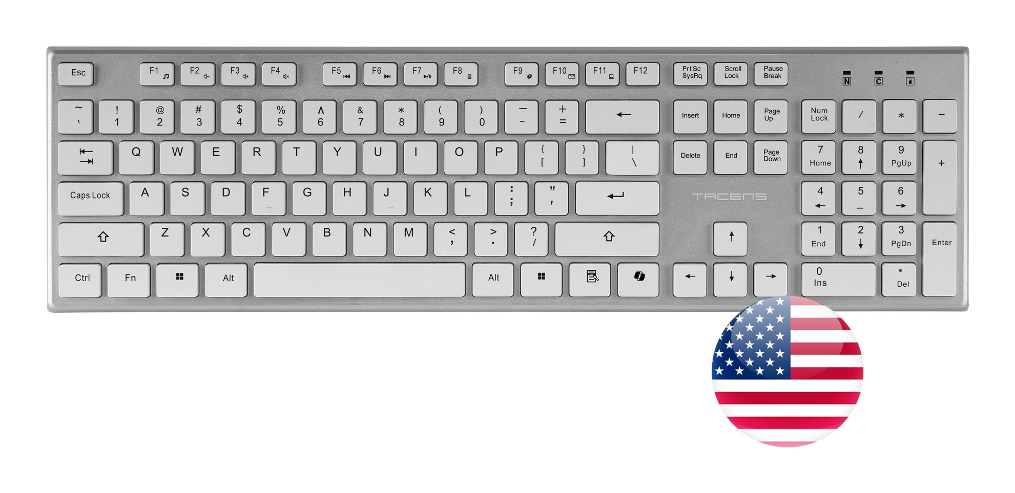 Tacens 6ZENITHWUS keyboard Mouse included Home/Office RF Wireless QWERTY US English Silver, White – image 4