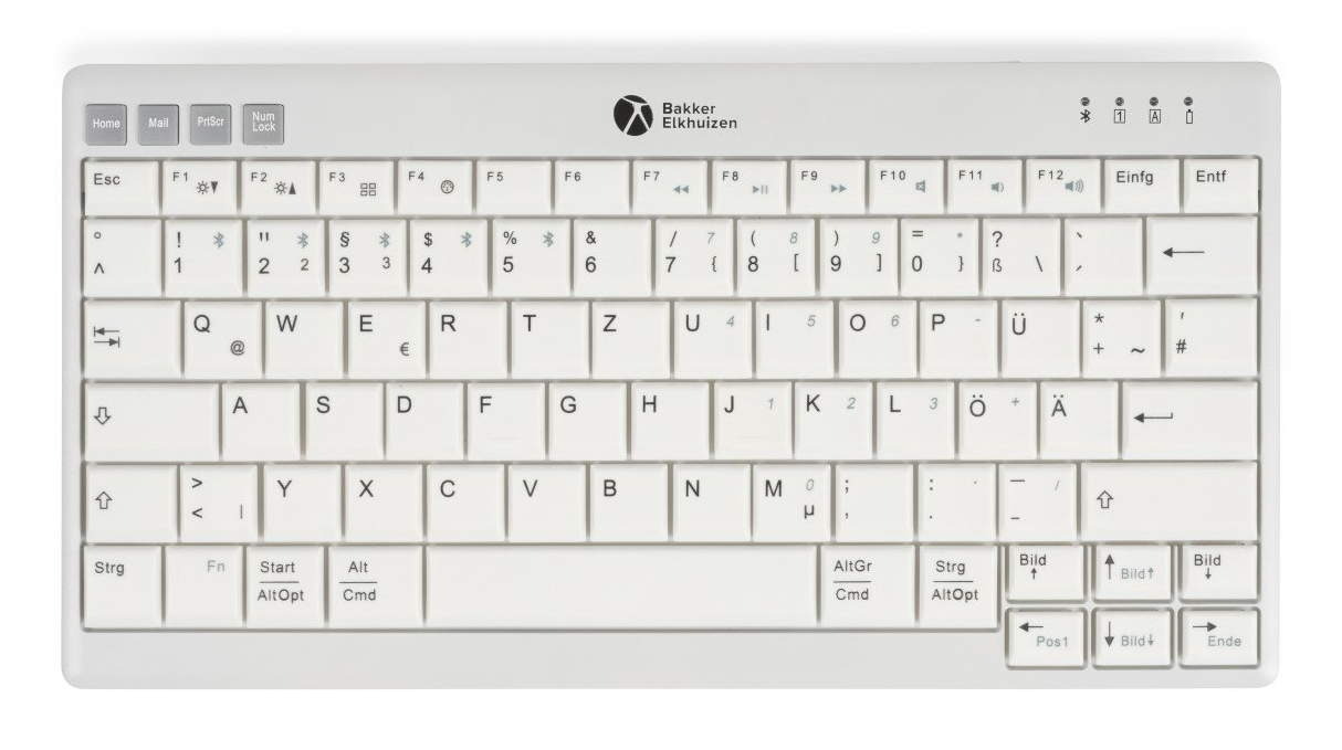 BakkerElkhuizen UltraBoard 950 V2 tastiera Casa USB + Bluetooth QWERTZ Tedesco Grigio scuro, Grigio chiaro