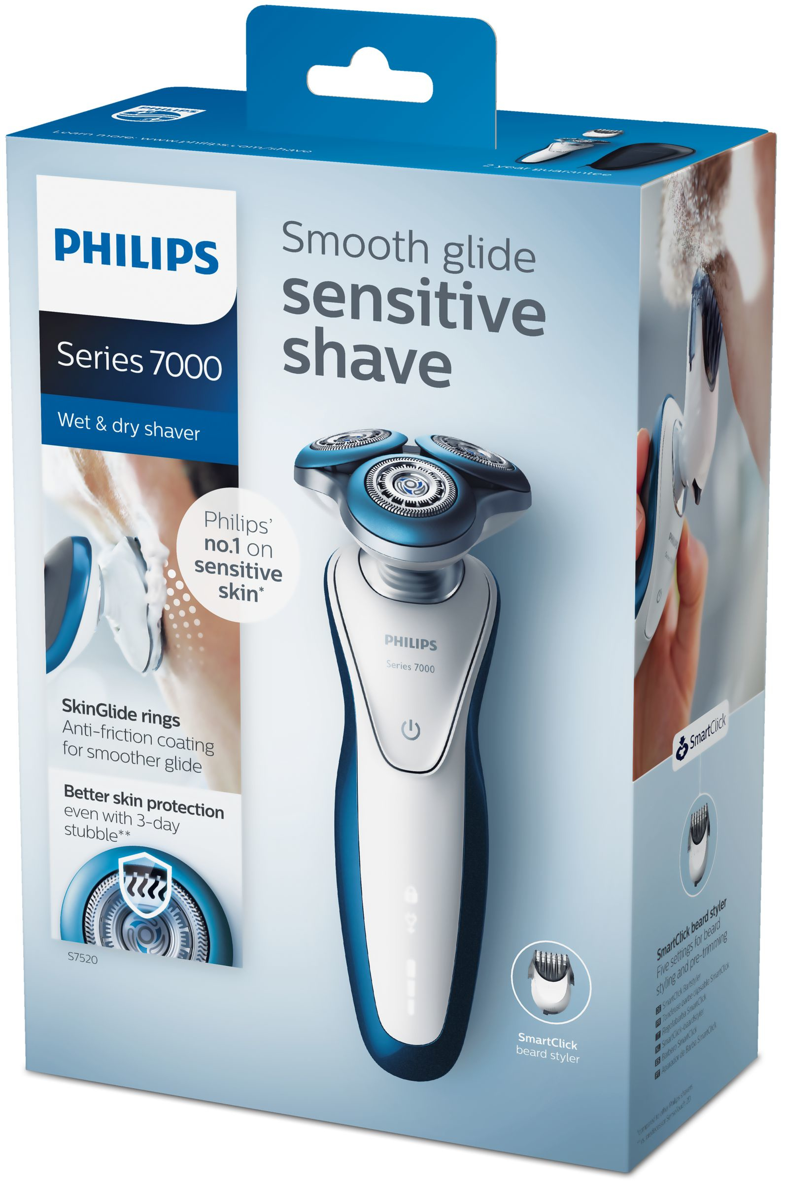 Philips SHAVER Series 7000 S7520/41 men's shaver Rotation shaver Trimmer Blue, White – image 2