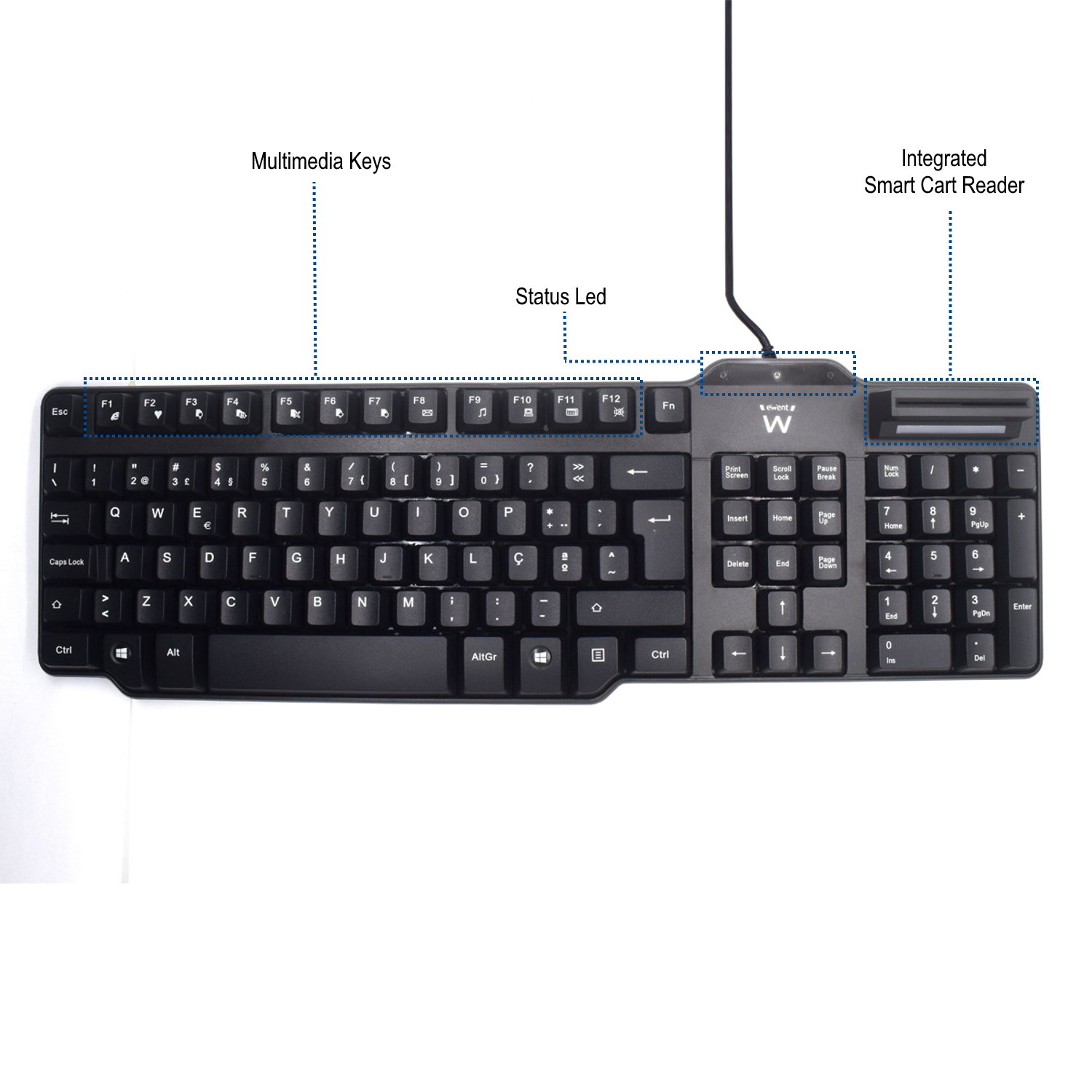 Ewent EW3253 keyboard Office USB QWERTY Portuguese Black – image 4