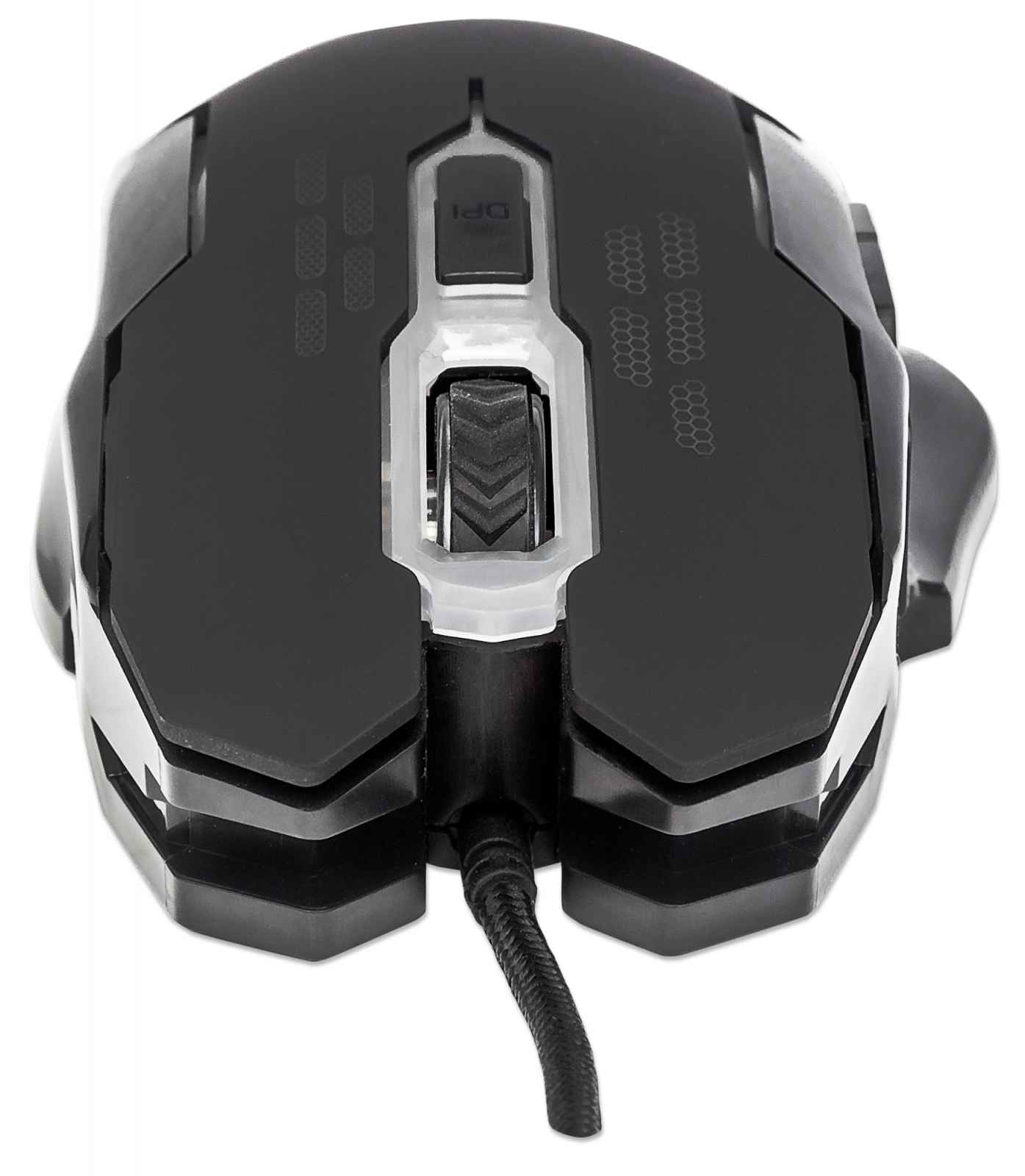 Manhattan Gaming USB Wired Mouse, Black, Adjustable DPI (800, 1200, 1600 or 2400dpi), USB-A, Optical, LED lighting, Six Button with Scroll Wheel, Low friction b – image 5