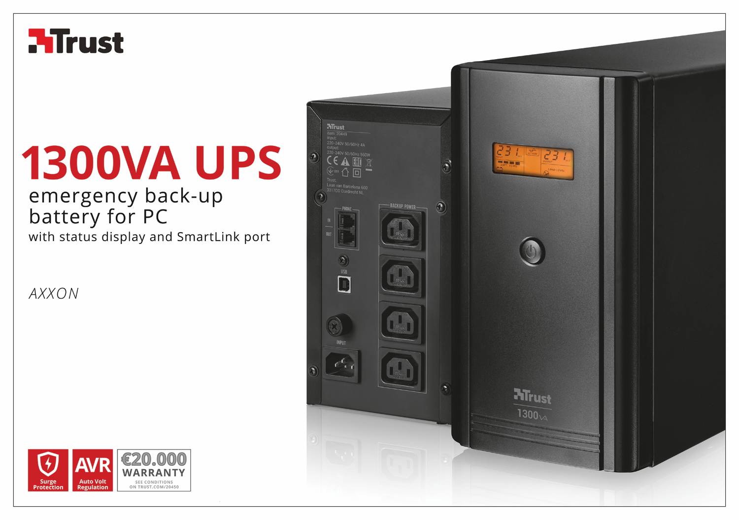 Trust AXXON uninterruptible power supply (UPS) 1.3 kVA – image 2
