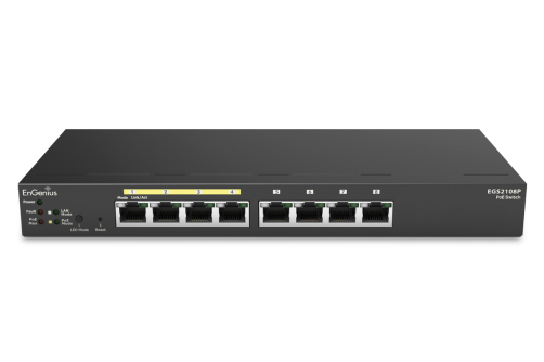 EnGenius EGS2108P network switch L2 Gigabit Ethernet (10/100/1000) Power over Ethernet (PoE) Black