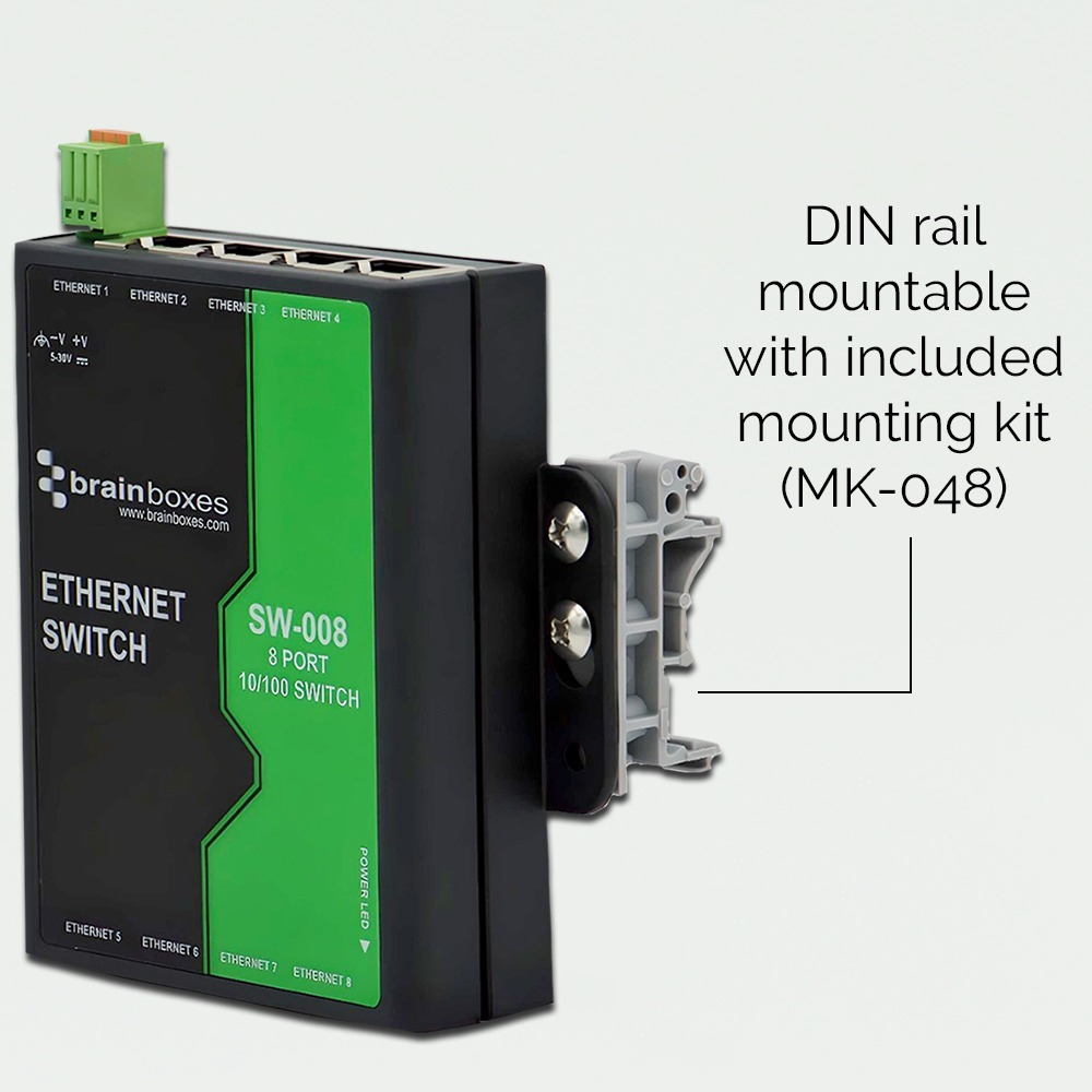 Brainboxes Light Industrial 8 Port 10/100 Ethernet Switch – image 5