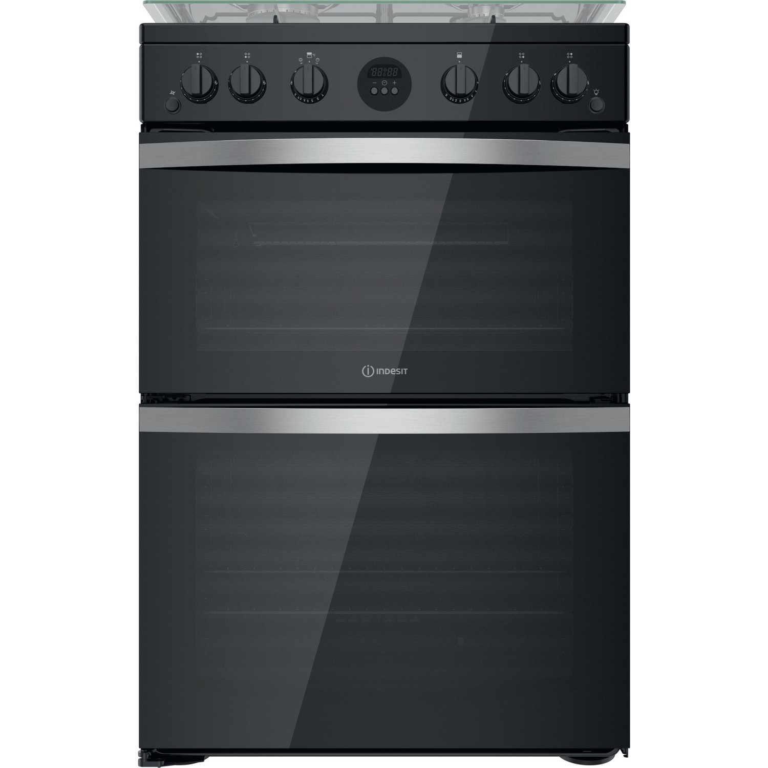 Indesit ID67G0MCB/UK cooker Freestanding cooker Gas Black