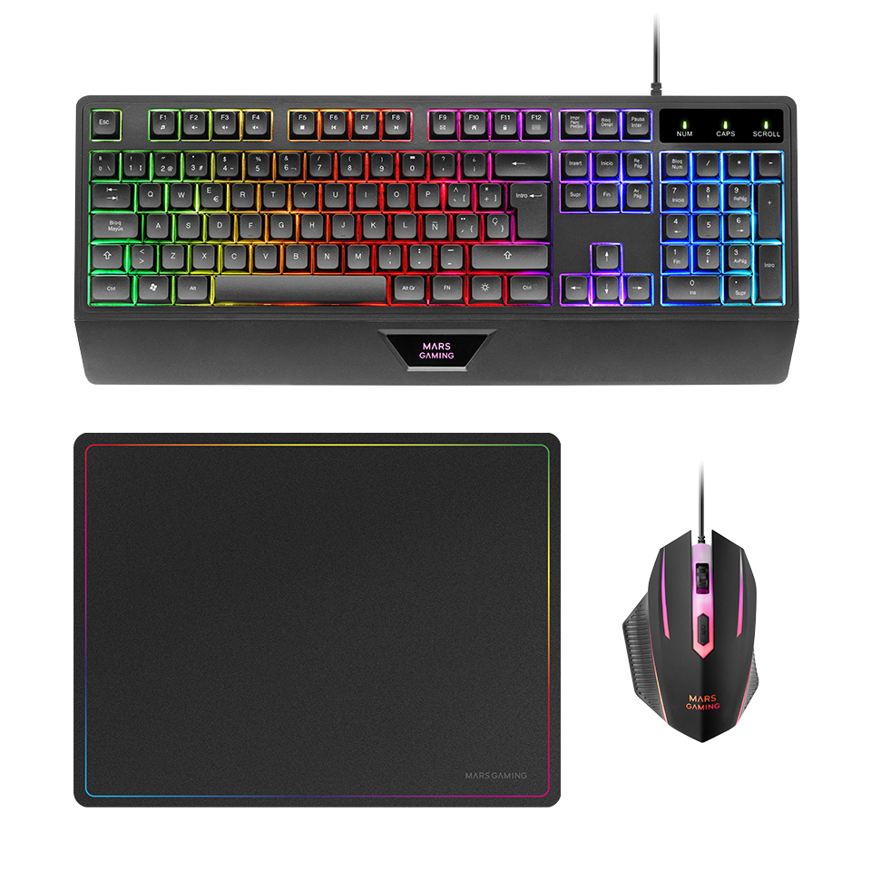 Mars Gaming MCP124 keyboard Mouse included USB QWERTY Spanish Black – image 1